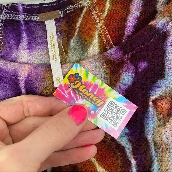 Free People Thermal Tunic Tee Shirt Womens Size XS Small Oversized Tie Dye Multi - Picture 8 of 12